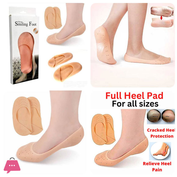 Silicone Gel Full Heel Protector Soft Socks for Hard Cracked, Dry Skin- One Pair