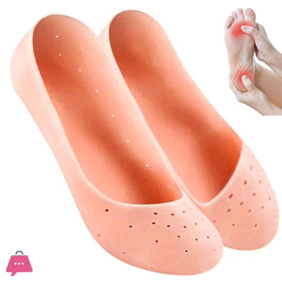 Silicone Gel Full Heel Protector Soft Socks for Hard Cracked, Dry Skin- One Pair