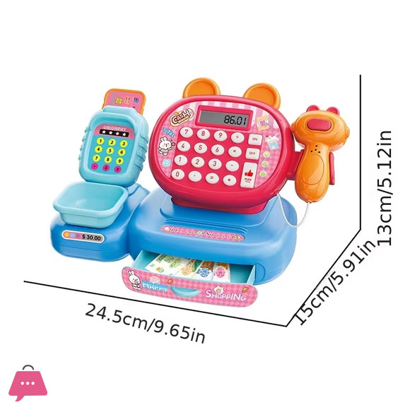 Simulated Supermarket Cash Register Toy, Multifunctional Supermarket Shopping Cashier Model with Card Swiping and Scanning