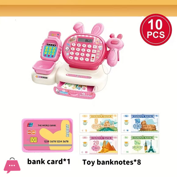 Simulated Supermarket Cash Register Toy, Multifunctional Supermarket Shopping Cashier Model with Card Swiping and Scanning