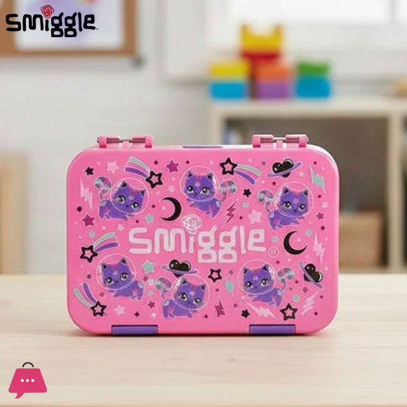 Smiggle Lunch Box Happy Bento for Kids – Cute Cartoon Cat Design