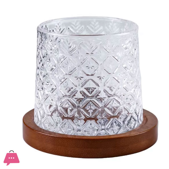 Spinning Crystal Tumbler Glass with Base Rotating Glass Drinkware for Bar and Home 1-Pcs