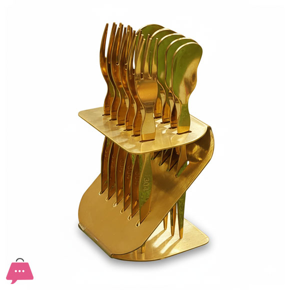 Stainless Steel Gold & Silver Dessert Spoon & Mini Fork Set of 12