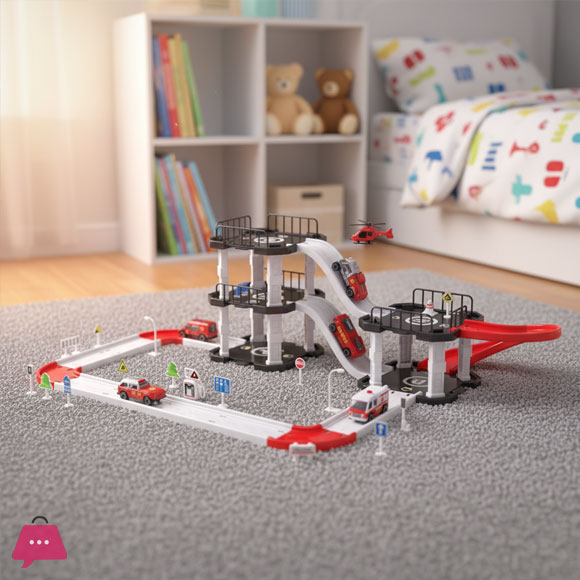 Toy Parking Lot Track Set - 62 Pieces