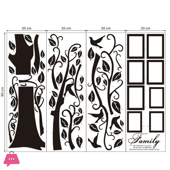 Traditional Family Tree Wall Decals with Photo Frames - Leaf Pattern PVC Wall Stickers, Self-Adhesive Detachable Tree Branch Decor for Living Room, Entryway, Bedroom