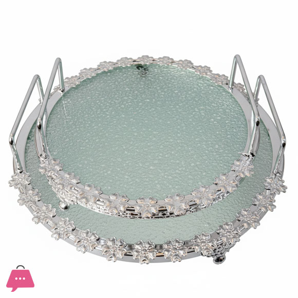 Versatile Plated Silver & Gold Mirrored Serving Tray Set of 2
