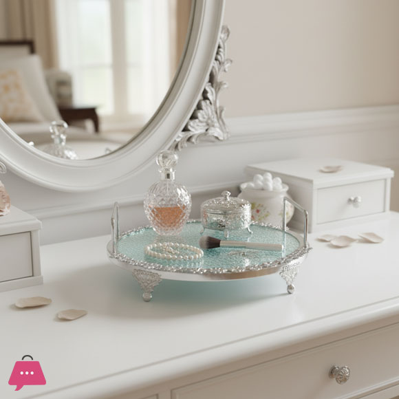 Versatile Plated Silver & Gold Mirrored Serving Tray Set of 2