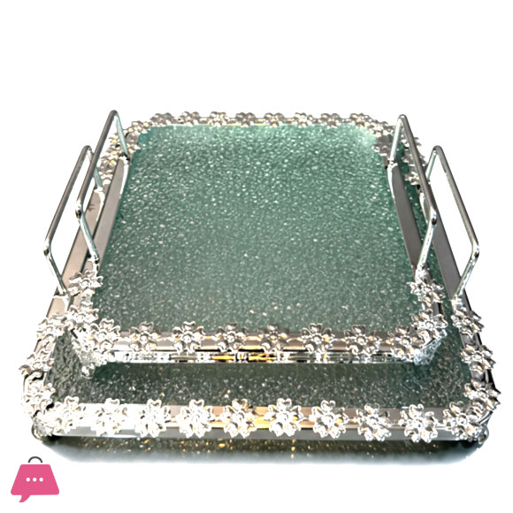Versatile Plated Silver & Gold Mirrored Serving Tray Set of 2