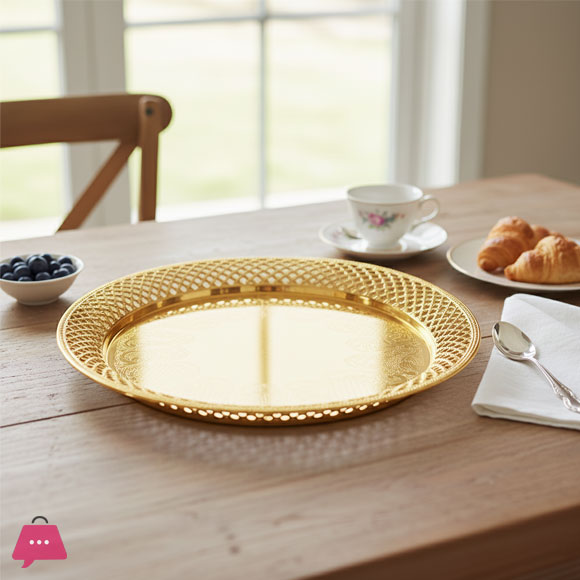 Vintage Design Silver & Gold Serving Platter