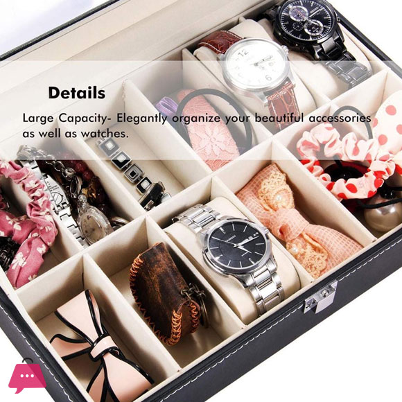 Watch Display Case Organizer with Glass 10- Slots
