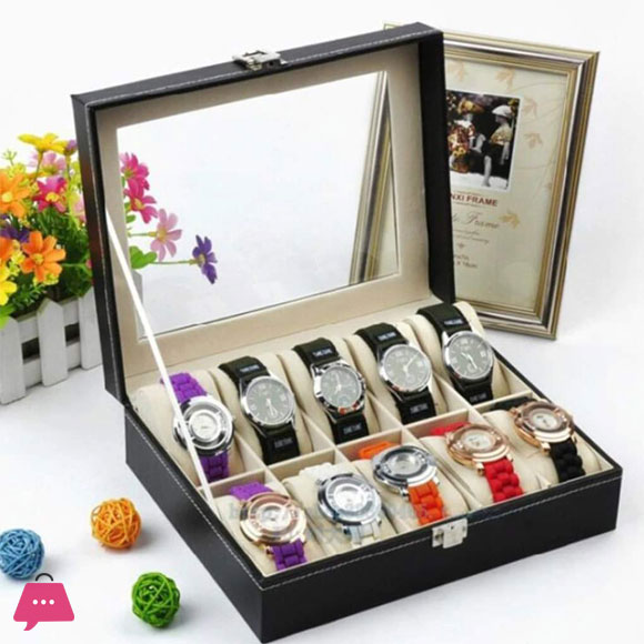 Watch Display Case Organizer with Glass 10- Slots