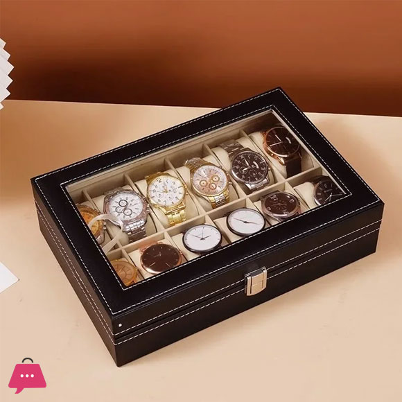 Watch Display Case Organizer with Glass 12- Slots