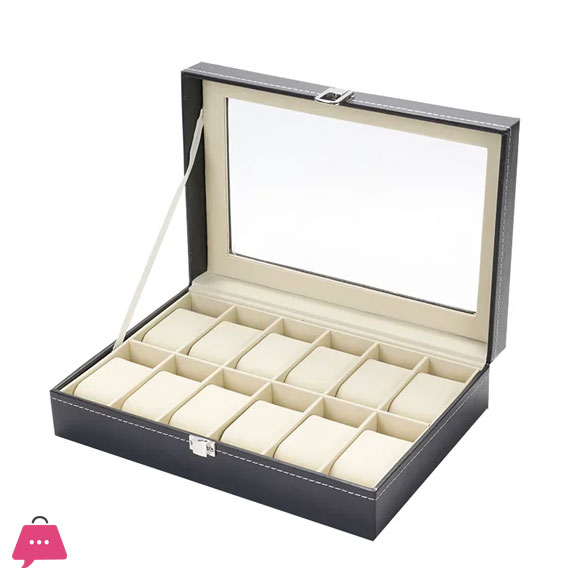 Watch Display Case Organizer with Glass 12- Slots