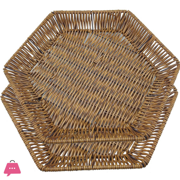 Wicker Bread Basket Tabletop Food Serving Trays Handwoven Storage Basket for Fruits Vegetables Home Restaurant 2 Size