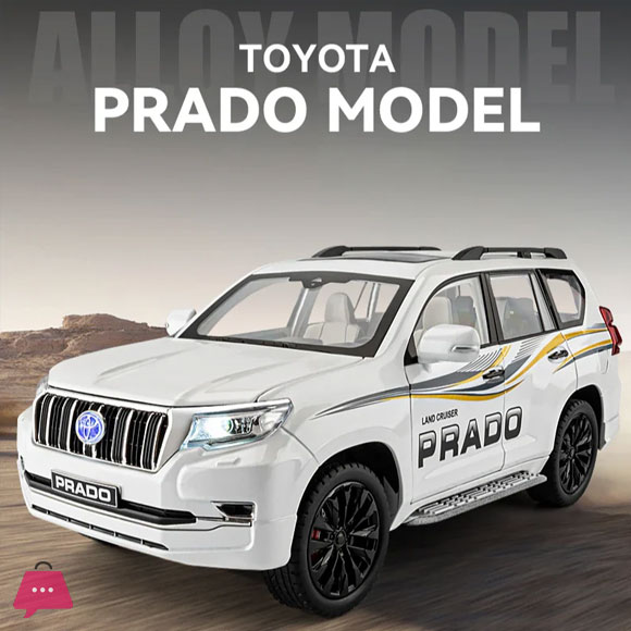 1:18 Toyota Land Cruiser Prado Diecast SUV Car Model Toys For Boy Gifts Collection Hobby White Green With New Original Box