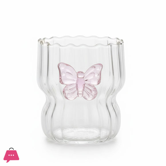 3D Butterfly Glass 300ML – Aesthetic Drinkware Cup-1Pcs
