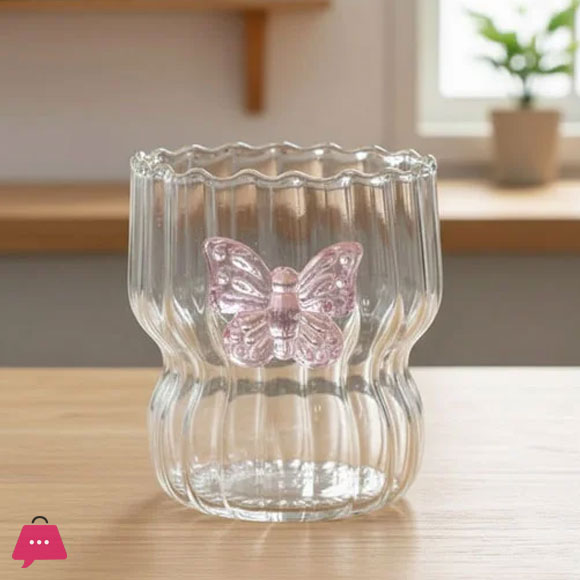3D Butterfly Glass 300ML – Aesthetic Drinkware Cup-1Pcs