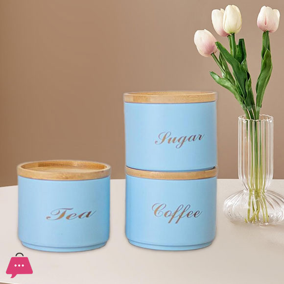 3x Airtight Kitchen Canister Storage Container Jar for Tea Treats