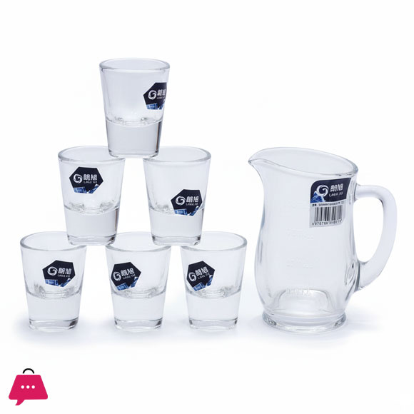 Mini Set 6 pcs Shot 20ml Glass and Liquor Jug Dispenser 125ml Heavy Base Shot Glasse Lead-free