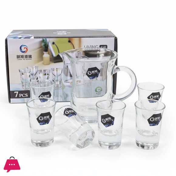 Mini Set 6 pcs Shot 20ml Glass and Liquor Jug Dispenser 125ml Heavy Base Shot Glasse Lead-free