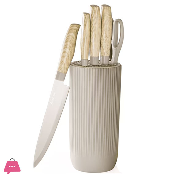 6 Piece Knife Set Kitchen Knives Block Sets with Healthy Anti-Rust Coating Stainless Steel Chef Knife Set