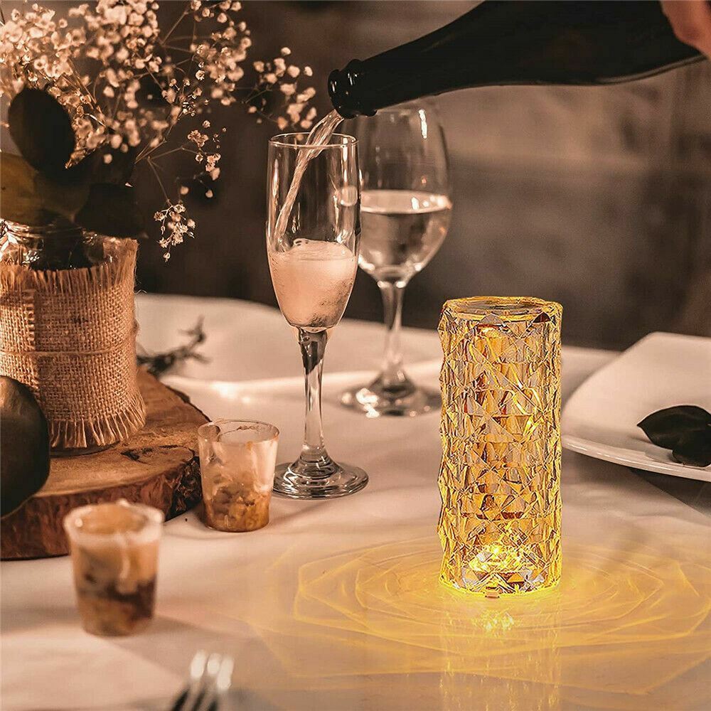 Crystal Diamond Table Lamp, 16 Color Changing Touch Lamp USB Romantic Rose Diamond Table Lamps, Remote Touch Creative Lights for Bedroom Living Room Party Dinner Decor