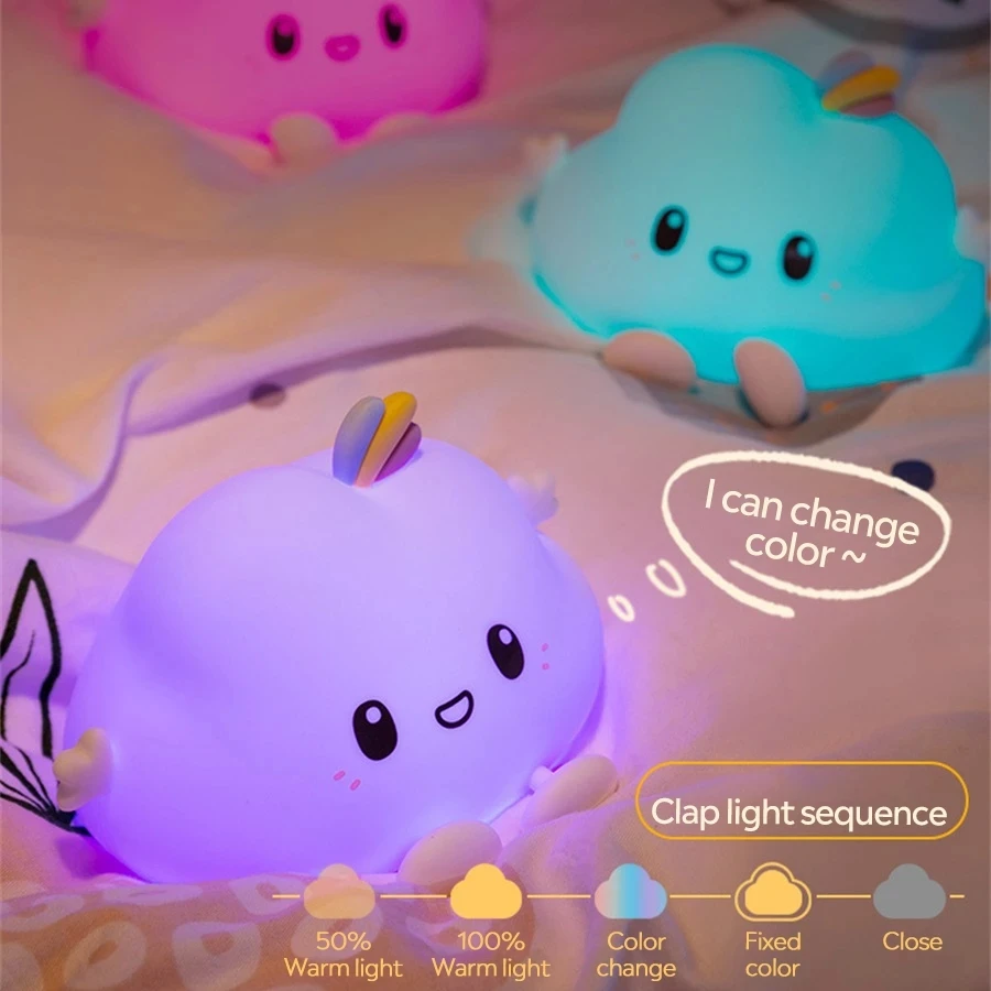 Little Cloud LED Night Light Bedside Soft Silicone Night Light For Baby Kids Gift