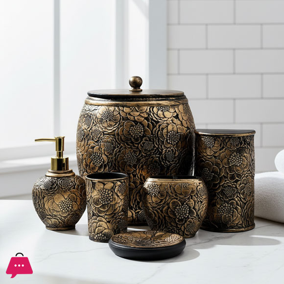 Modern Resin Made Bathroom Accessories Set 7 Pcs in Pakistan