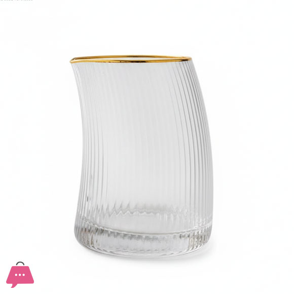 Moon Shape Crescent Strip Glasses Set – Large with Gold Rim