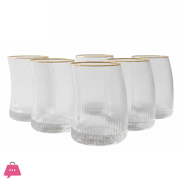 Moon Shape Crescent Strip Glasses Set – Large with Gold Rim