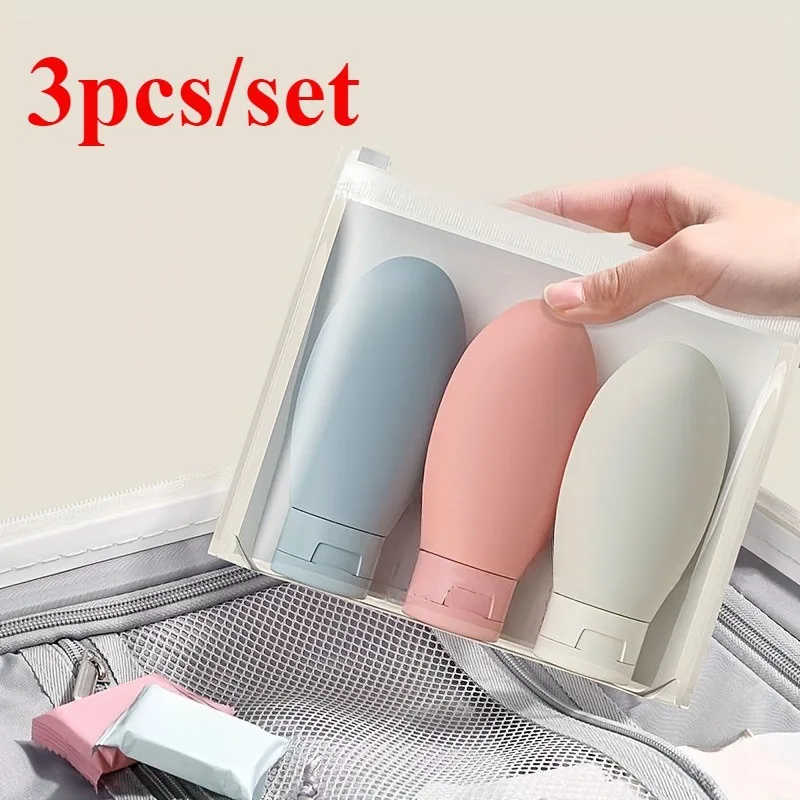 3pcs Set Travel Refillable Cosmetic Containers 60ML Travel Bottles Mini Squeeze Bottles