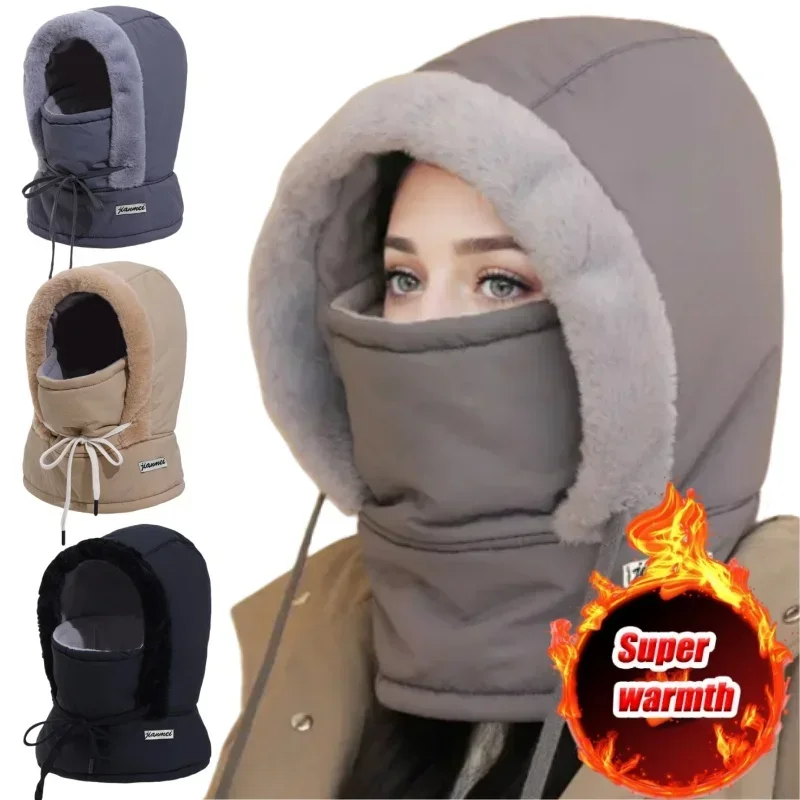 Winter Thermal Fleece Warmer Cold Weather Thermal Scarf Winter Windproof Hood Hat Face Mask for Outdoor Activities