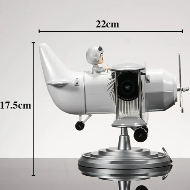 Plastic Case Creative Table Clocks Vintage Aircraft Moulding Desk Clock Auto Page-Turning