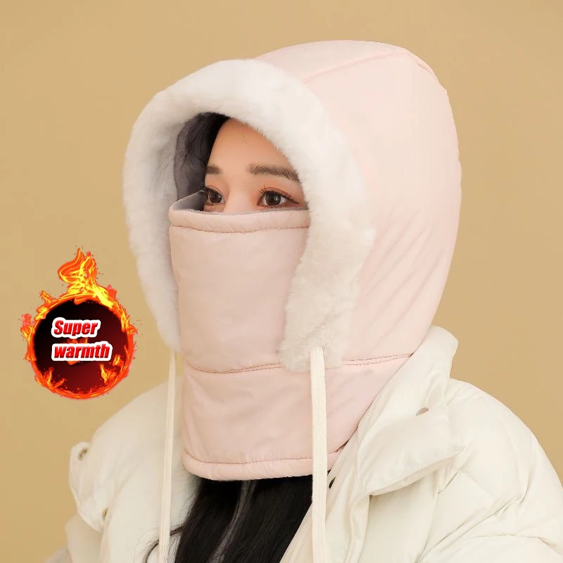 Winter Thermal Fleece Warmer Cold Weather Thermal Scarf Winter Windproof Hood Hat Face Mask for Outdoor Activities