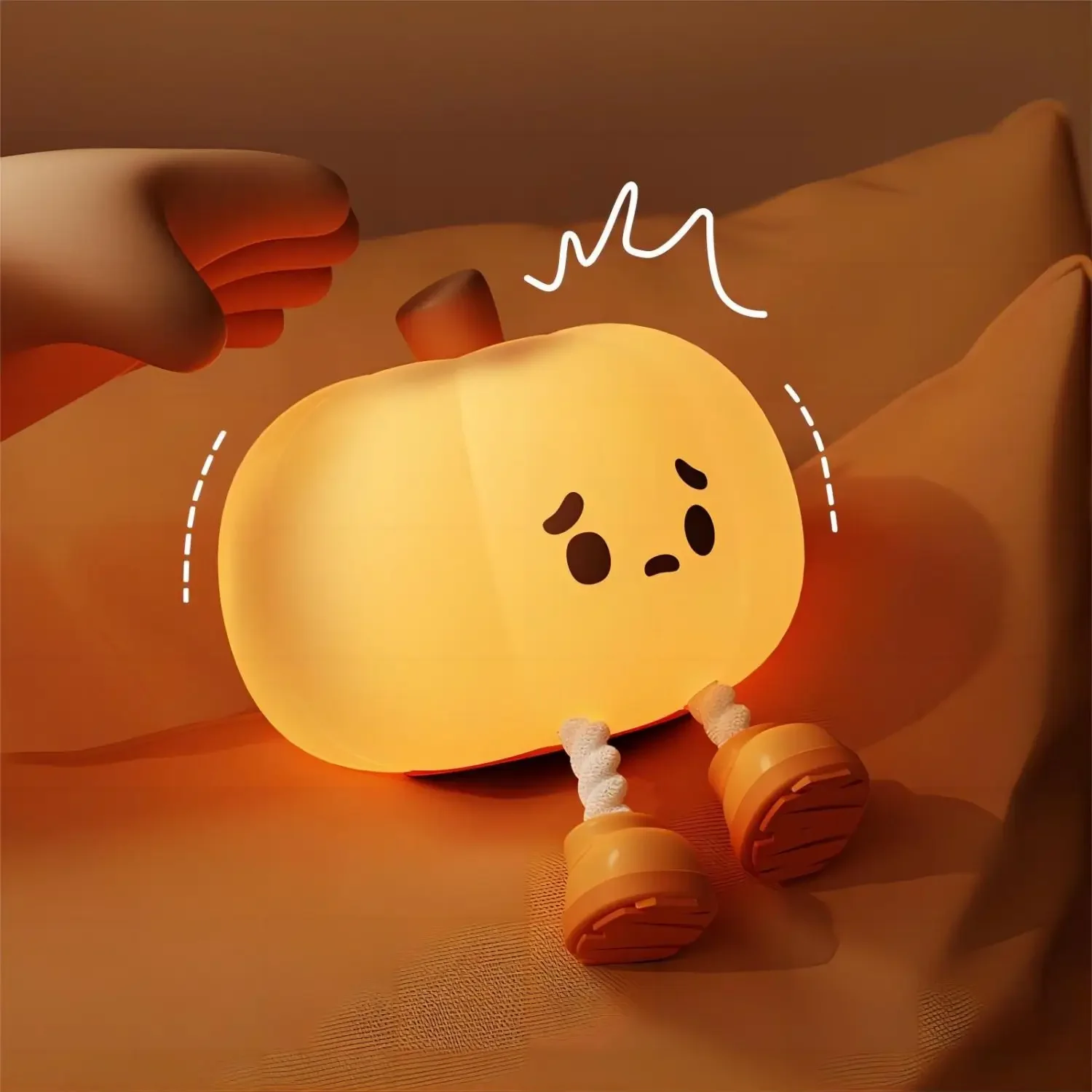 Pumpkin Silicone LED Sleeping Lamp Rechargeable Bedside Touch Nursery Nightlight For Kids Room