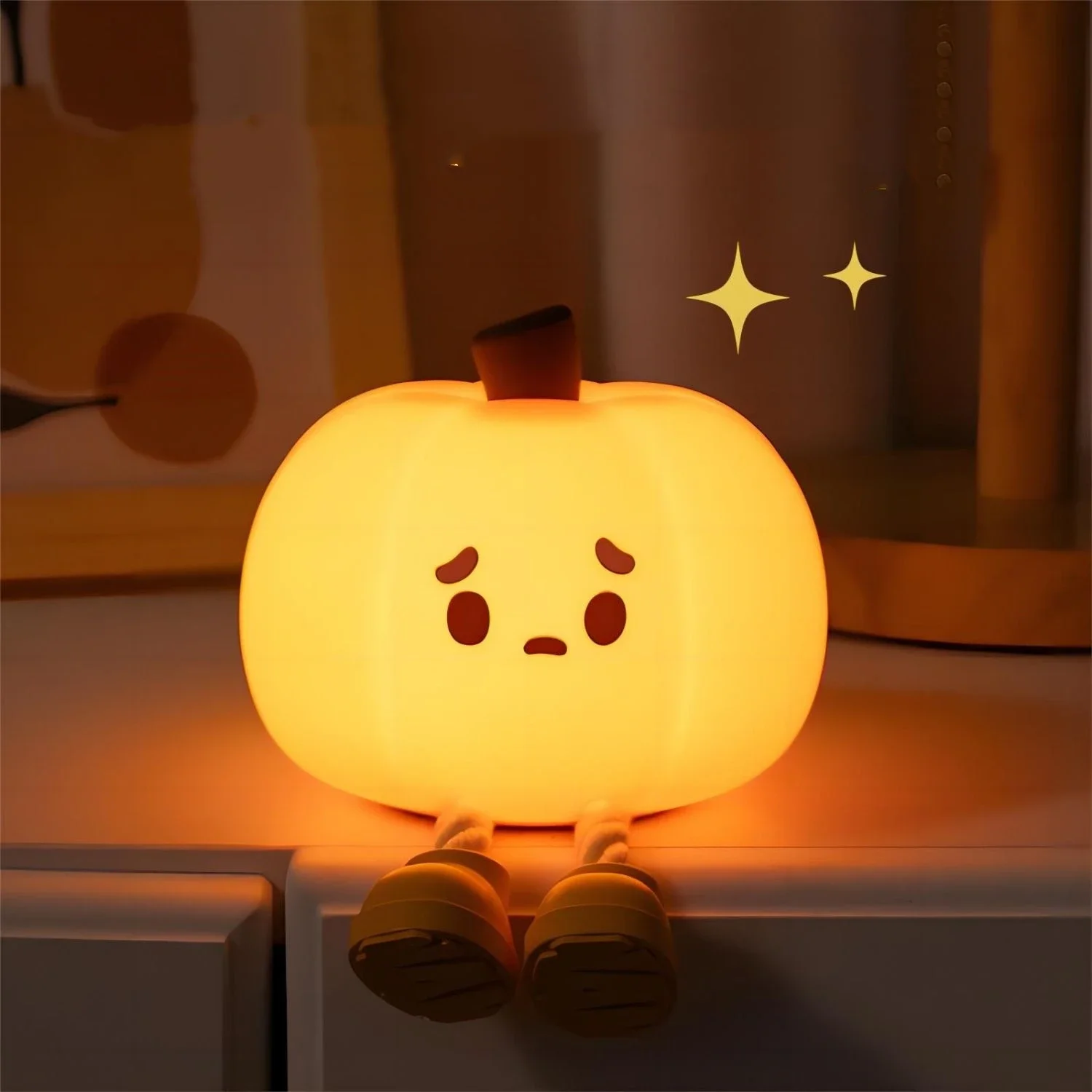 Pumpkin Silicone LED Sleeping Lamp Rechargeable Bedside Touch Nursery Nightlight For Kids Room