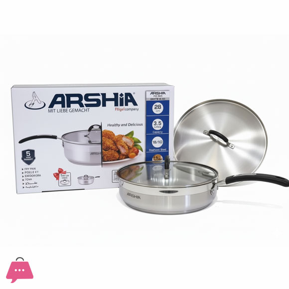 Arshia Stainless Steel Double Handle Fry Pan - 28cm 3085