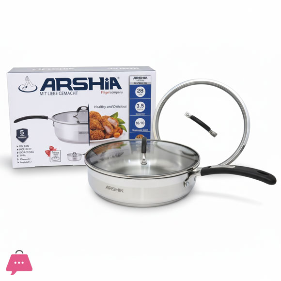 Arshia Stainless Steel Double Handle Fry Pan - 28cm 3085
