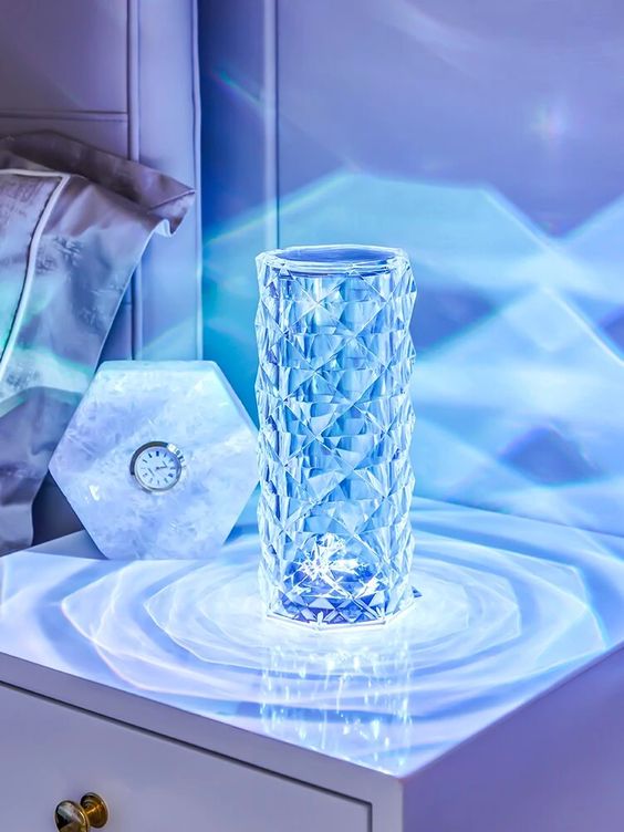 Crystal Diamond Table Lamp, 16 Color Changing Touch Lamp USB Romantic Rose Diamond Table Lamps, Remote Touch Creative Lights for Bedroom Living Room Party Dinner Decor