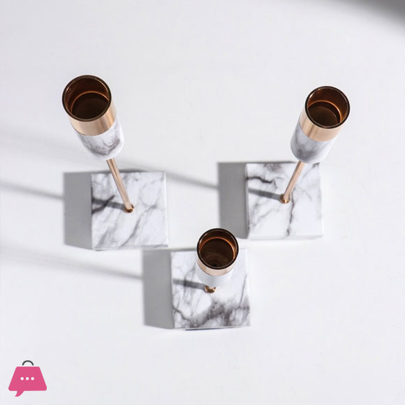 Bianca Candle Stand Marble Effect 3-Pcs