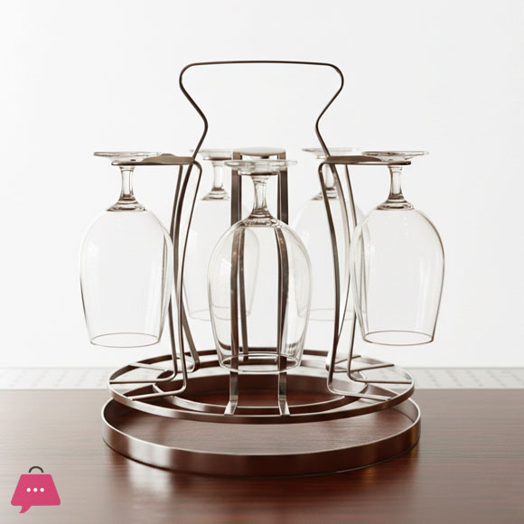 Chrome Finish 6-Glass Stemware Drying Rack