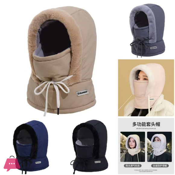 Winter Thermal Fleece Warmer Cold Weather Thermal Scarf Winter Windproof Hood Hat Face Mask for Outdoor Activities