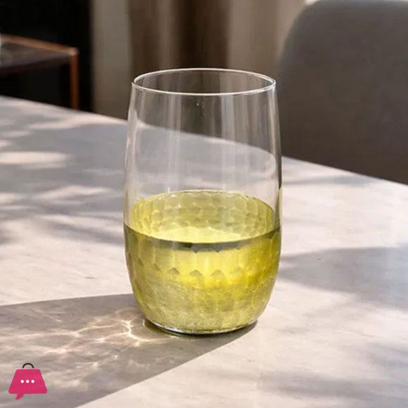 Crystal Glass Set of 6 Golden Bottom – Oval