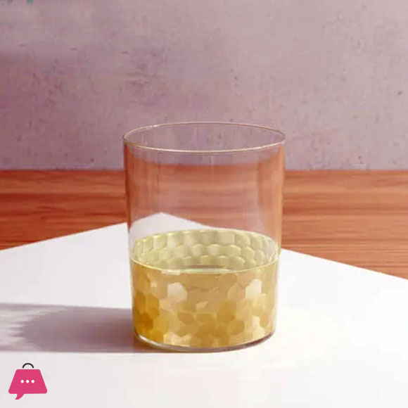 Crystal Glass Set of 6 Golden Bottom – Round