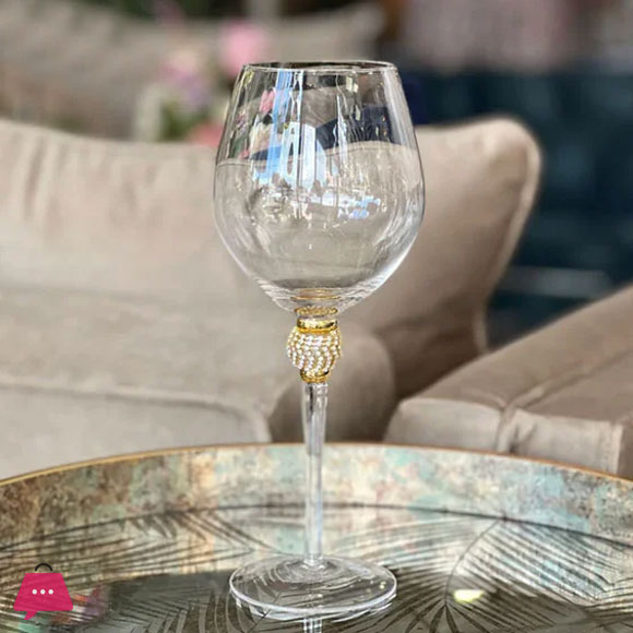Crystal Wine Glass with Gold Detailing Pack of 6