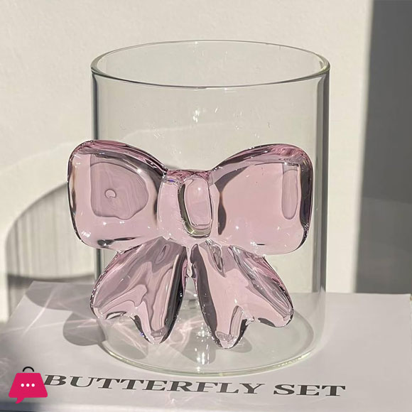 Cute Bow Glasses Cup Clear Crystal Cup 1-Pcs