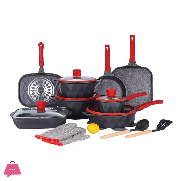 Donnor 21-Pcs Non-Stick Cookware Set with Glass Lid and Induction Bottom Pots Pans