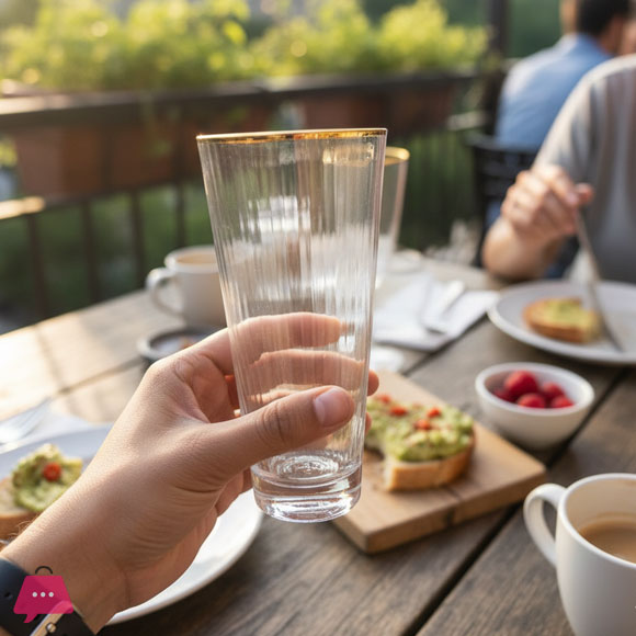 Elegant Chic Gold-Rimmed Ribbed Tumbler Pack of 6
