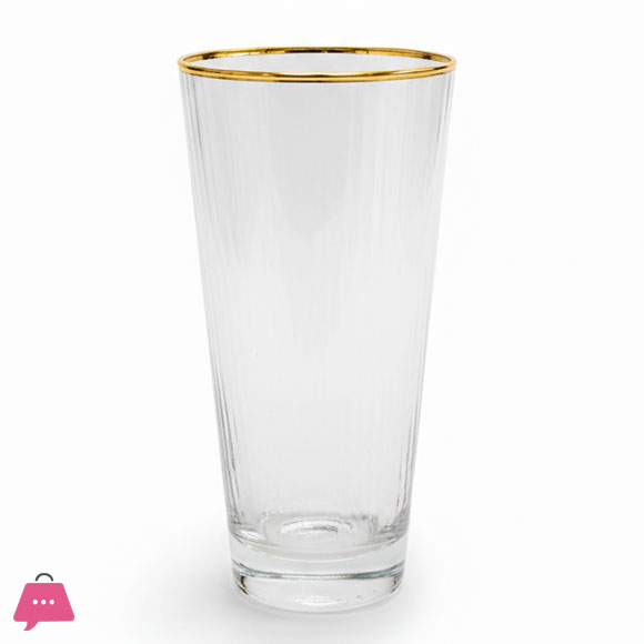 Elegant Chic Gold-Rimmed Ribbed Tumbler Pack of 6