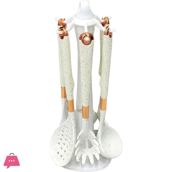 Elegant Silicone Cooking Spoon Kitchen Utensil Set with Long Stand